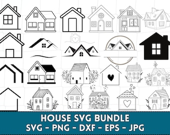 Huis SVG-bundel: Scandinavische bloemmotieven (digitale download)