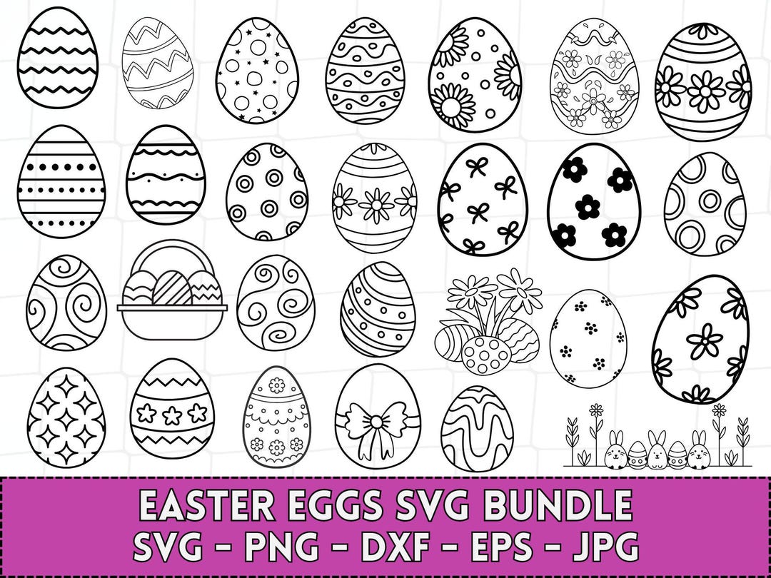 Easter Egg SVG Bundle | Silhouette Vector Cut Files (digital Download ...
