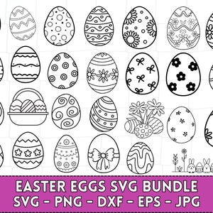 Easter Egg Bundle SVG Files | Easter 2025 Cut Files | Easter Egg Silhouette Vector Files | Happy Easter Vector | Cute Easter Egg Clip Art