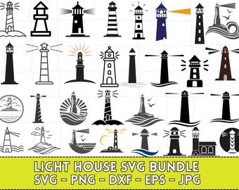 Leuchtturm SVG Bundle: Nautische Clipart, Maritime Schnittdateien (Digitaler Download)
