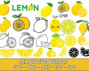 Lemon SVG Bundle: Summer Clipart, Layered Designs (Digital Download)
