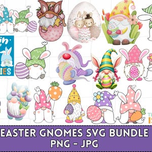 Easter Gnome clipart bundle, Garden clipart, Spring gnome png graphics, Gnome sublimation, Transparent background
