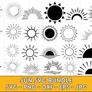 Sun Svg, Sunrise Svg, Sun Svg Bundle, Half Sun Svg, Boho Sun Svg, Sun Face Svg, Mystical Sun Svg, Happy Sun Svg, Sun Rays Svg, Sun Clipart