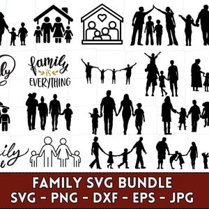 Family SVG Bundle, Family PNG Bundle, Family Clipart, Family SVG Cut Files for Cricut, Father & Children svg, Family Silhouette, Father svg