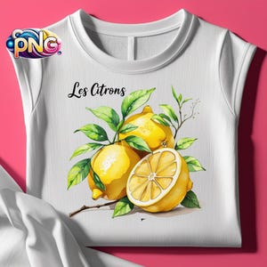 Watercolor Lemon Clipart | Les Citrons Frais PNG | Citrus Fruit Sublimation Design | Farmhouse Kitchen Wall Art | Botanical Digital Download