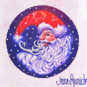 Santa Face Variety Christmas Ornament hand-painted Needlepoint by Jane Aurich Designs