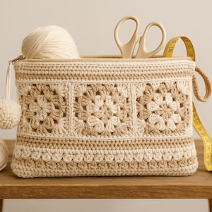 Patrón de bolsito con cremallera a crochet – PDF digital – Bolsito cuadrado para abuela DIY – Idea de regalo para el Día de la Madre