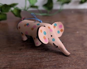Polka-dot leather elephant ornament
