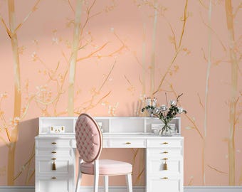 Elara Blush | Tapeta Golden Branch | Delikatny botaniczny akcent ścienny | B179