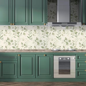 Sage Botanical Leaf Wallpaper | Soft Green Botanical Wall Mural | Neutral Nature Pattern | B116