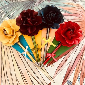 Rose card with pen; Cards; anniversary; valentines; Thankyou; birthday; sympathy; get well