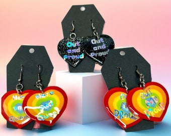 Queer Pride Heart Earrings