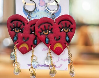 Weeping Heart Tattoo Inspired Earrings