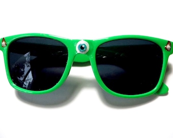 Pixar Monsters Inc Mike Inspired Green Sunglasses with Eye and Horns