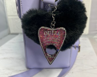 Ouija Planchette with Heart Puff Keychain