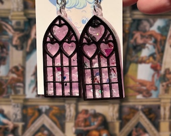 Cathedral of Love Acrylic Dangle Earrings