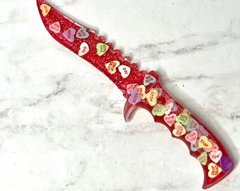 Lil Hater Anti Valentines Heart Glitter Resin Dagger