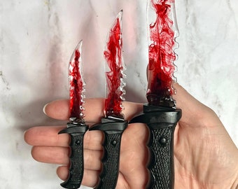 MADE TO ORDER Halloween Horror Movie Themed Blood Red Resin Decorative Knife