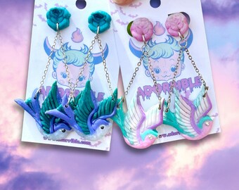 Swallow Bird Traditional Tattoo Inspired Earrings