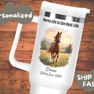 Custom Gift for Horse Lovers, Customizable Horse Tumbler, Horse Lover Tumble, Tumbler with Straw, Womens 40 oz Tumbler Gift, 40 Ounce Tumble