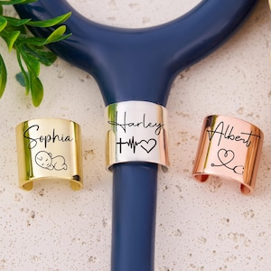 Personalized Stethoscope Id Tag for Nurse Engraved Stethoscope Name Tag Custom Stethoscope Charm Stethoscope ID Ring RN Doctor Gift For Her