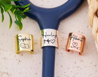 Personalized Stethoscope Id Tag for Nurse Engraved Stethoscope Name Tag Custom Stethoscope Charm Stethoscope ID Ring RN Doctor Gift For Her