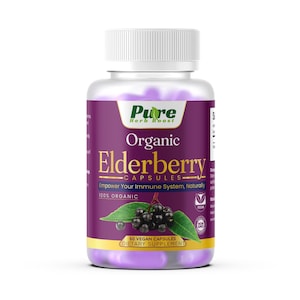 Organic Elderberry Pills 1200 mg | Immune Support & Antioxidant Boost | Natural Herbal Supplement | Pure Herb Boost