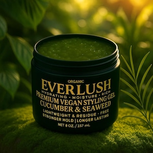 Flaxseed Gel & Sea Botanical Herbal Organic Everlush Hair Gel for Dreads and Curls, Super Hold, Vegan, No Synthetics, PVP, Wax or Petroleum