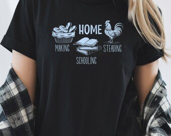 Camiseta de educación en casa, para hacer pan casero, para mamás que educan en casa, para padres que educan en casa, para padres que educan en casa, para mamás con estilo de granja.