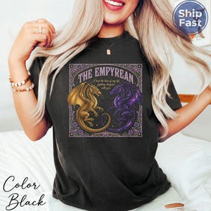 Comfort Colors The Empyrean Series T-Shirt, Fourth Wing Dragon Rider Shirt, Tairn and Andarna Bookish Gift, Fighting Dragons With You Tee image 4