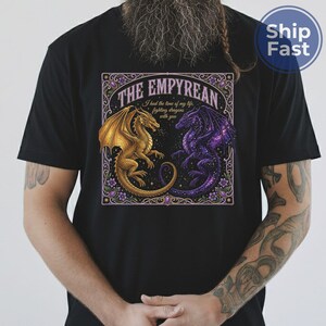 Comfort Colors The Empyrean Series T-Shirt, Fourth Wing Dragon Rider Shirt, Tairn and Andarna Bookish Gift, Fighting Dragons With You Tee image 9