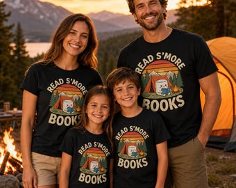 Book Lover Unisex T-shirt, Read S'more Books, camping reader shirt for bookworms, cute marshmallow campfire reading t-shirt