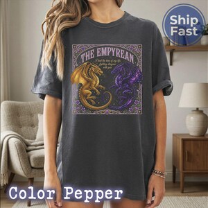 Comfort Colors The Empyrean Series T-Shirt, Fourth Wing Dragon Rider Shirt, Tairn and Andarna Bookish Gift, Fighting Dragons With You Tee image 12