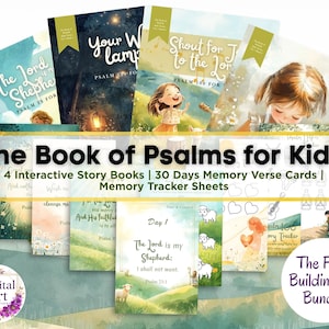 Bibel-Vers-Erinnerungskarten für Kinder, Psalm 23 Malset, christliche Andacht, Bibel-Karteikarten, Homeschool Lernressource digitaler Download
