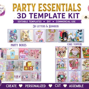 Editable Favor Box Template | 3D Letters & Numbers | Canva Party Box | Digital Download