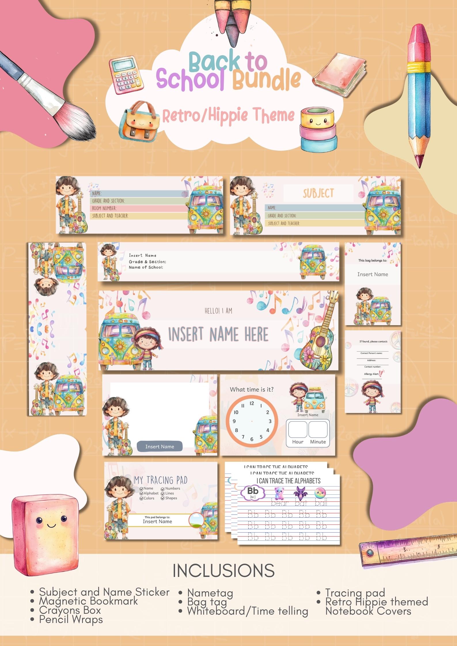Back to School Bundle, Canva Template, Editable School Supplies Labels ...