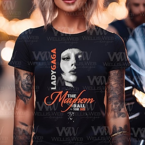 Lady Gaga The Mayhem Ball Tour, impression par sublimation PNG, t-shirt imprimable, png, Lady Gaga, fan tshirt, tournée australienne 2025, boule de chaos