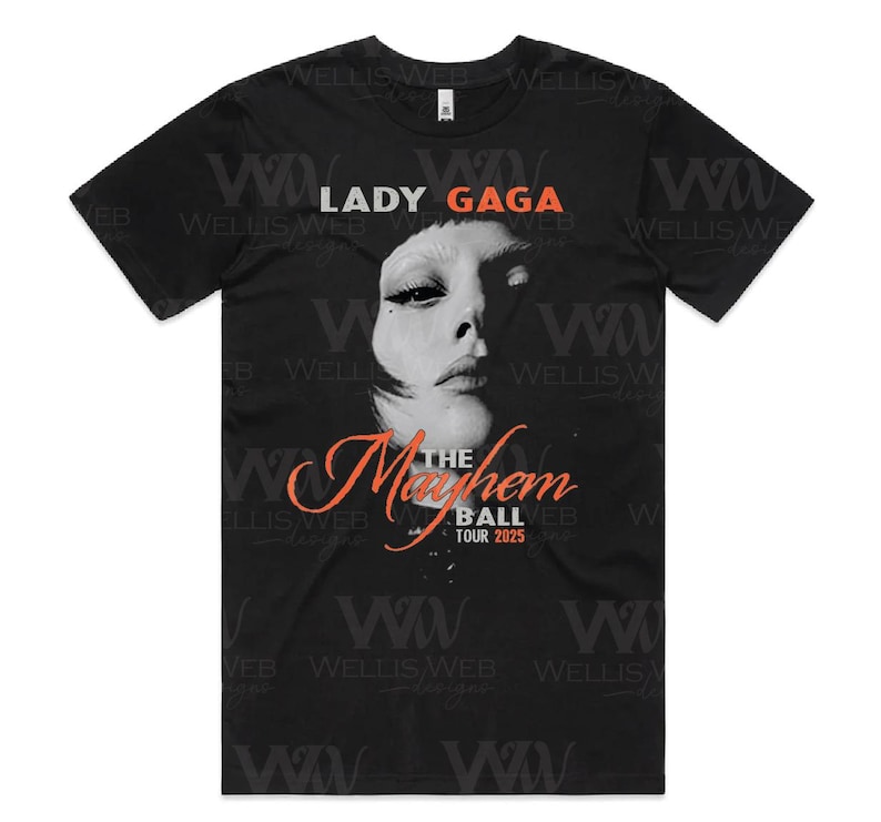 T-shirt Lady Gaga The Mayhem Ball Tour 2025 - Personnalisable - Multi Tailles/couleurs