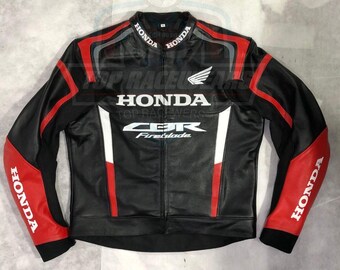 HONDA CBR New Armor Men Riding Cowhide Leather Racing Jacket