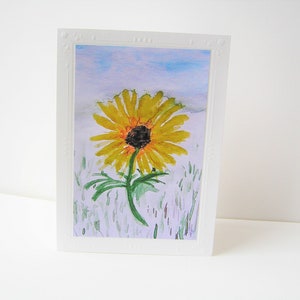 Bonjour Beautiful Day, carte vierge écrivez votre propre msg. tournesol amitié appréciation penser à toi carte vierge