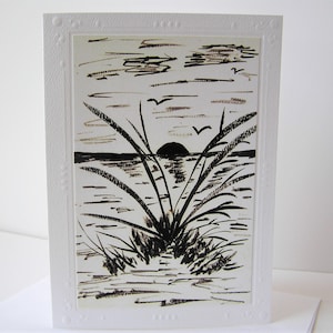Beach Grass art blank card friendship card nature holiday thinking of you retirement
