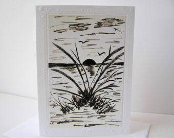 Beach Grass art blank card friendship card nature holiday thinking of you retirement