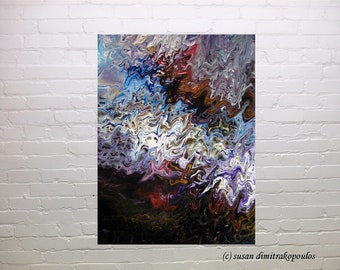 Beautiful Storm abstract acrylic art, acrylic poured painting wall art home decor 14x18 canvas OOAK