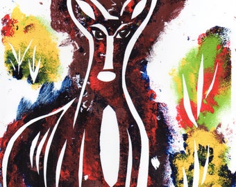 Deer #1, abstract, wall art, fantasy, animal art, negative space