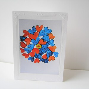 Hearts for You, carte vierge, écrivez votre propre msg. bleu orange coeurs amitié penser à toi carte vierge