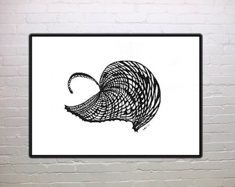 Umbrella Leaf, black and white print, abstract, wall art, home decor, office decor, gift 20