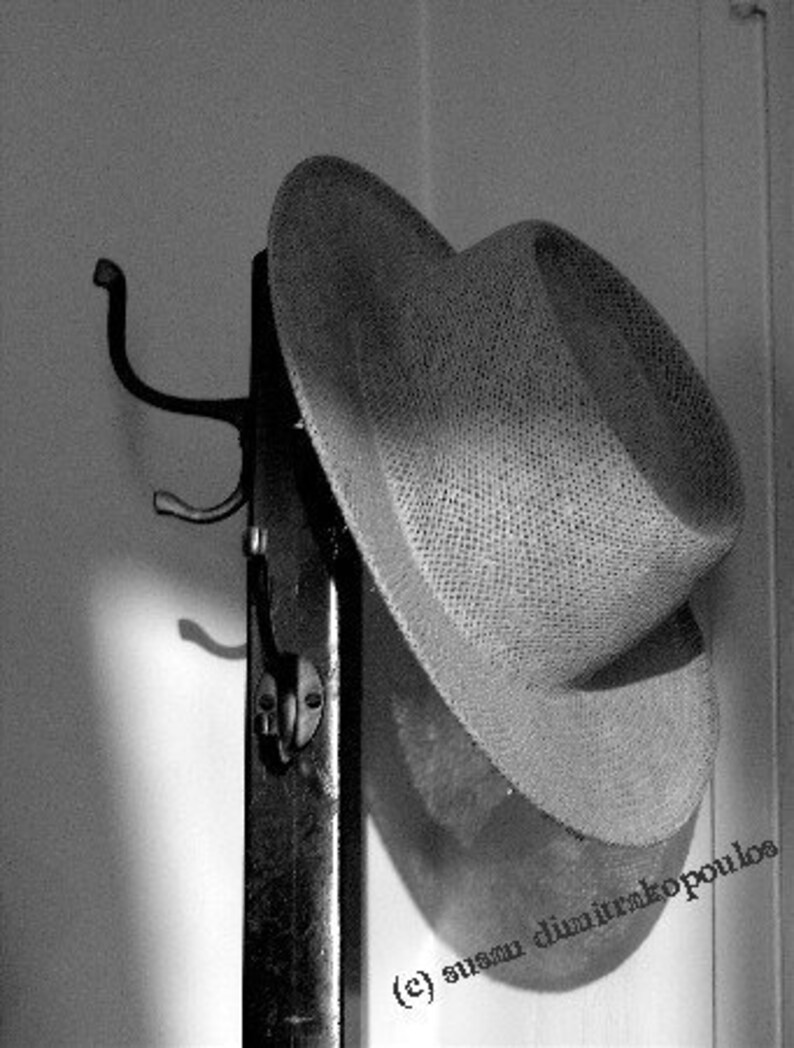 Mans Hat Photography Black and White Photography Vintage Men's Hat Mad Men Hat Art Monochromatic Art for Him 1940s Wall Art 1940s Home Decor image 2