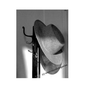 Mans Hat Photography Black and White Photography Vintage Men's Hat Mad Men Hat Art Monochromatic Art for Him 1940s Wall Art 1940s Home Decor image 3