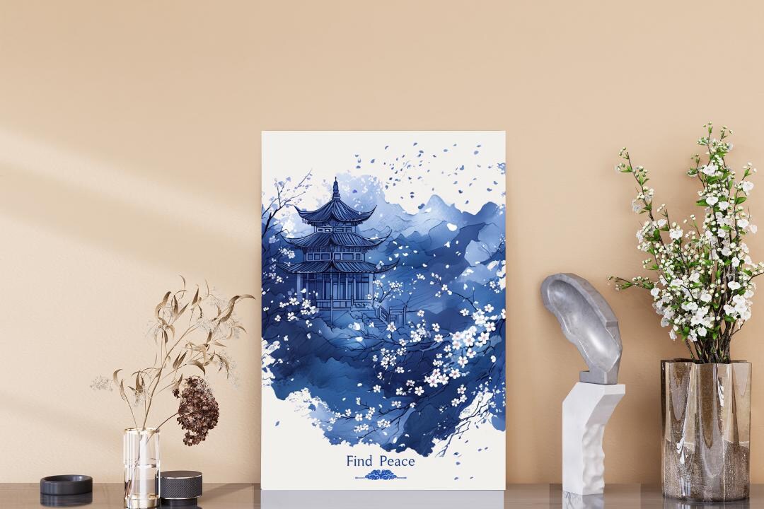 Chinoiserie Wall Art Printable | Blue and White Digital Print | Elegant ...