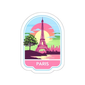 Paris Die-Cut Stickers - Vibrant Eiffel Tower Decal for Travel Lovers, Laptop Decor, Scrapbooking, Gift for French Enthusiasts, Parisian Art